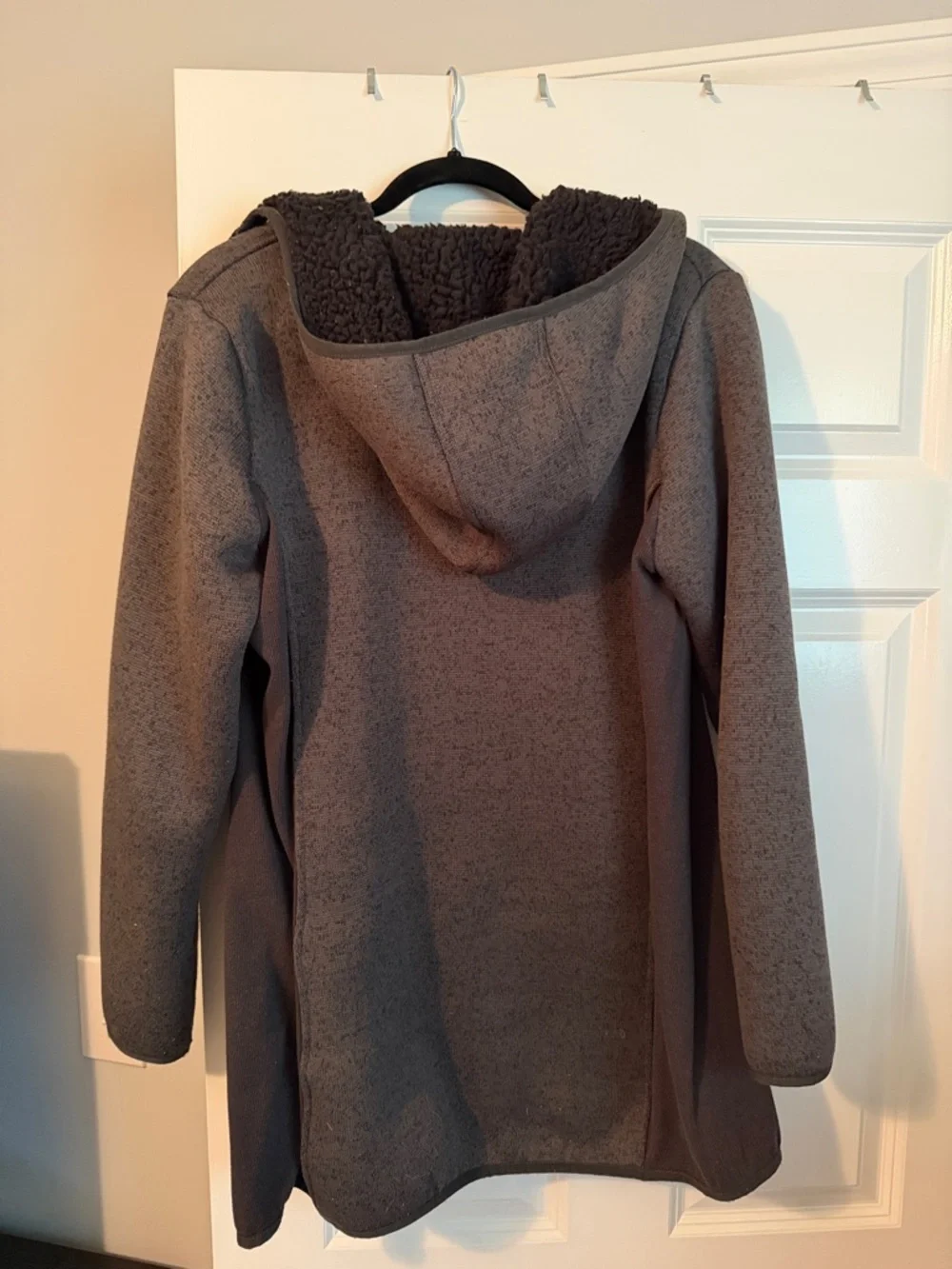 Mono B Gray Hooded Sherpa-Trim Zip Jacket - Picture 2 of 3